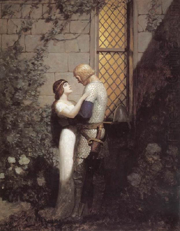 NC Wyeth Sir Tristram and La Belle Isolde in the Garden china oil painting image